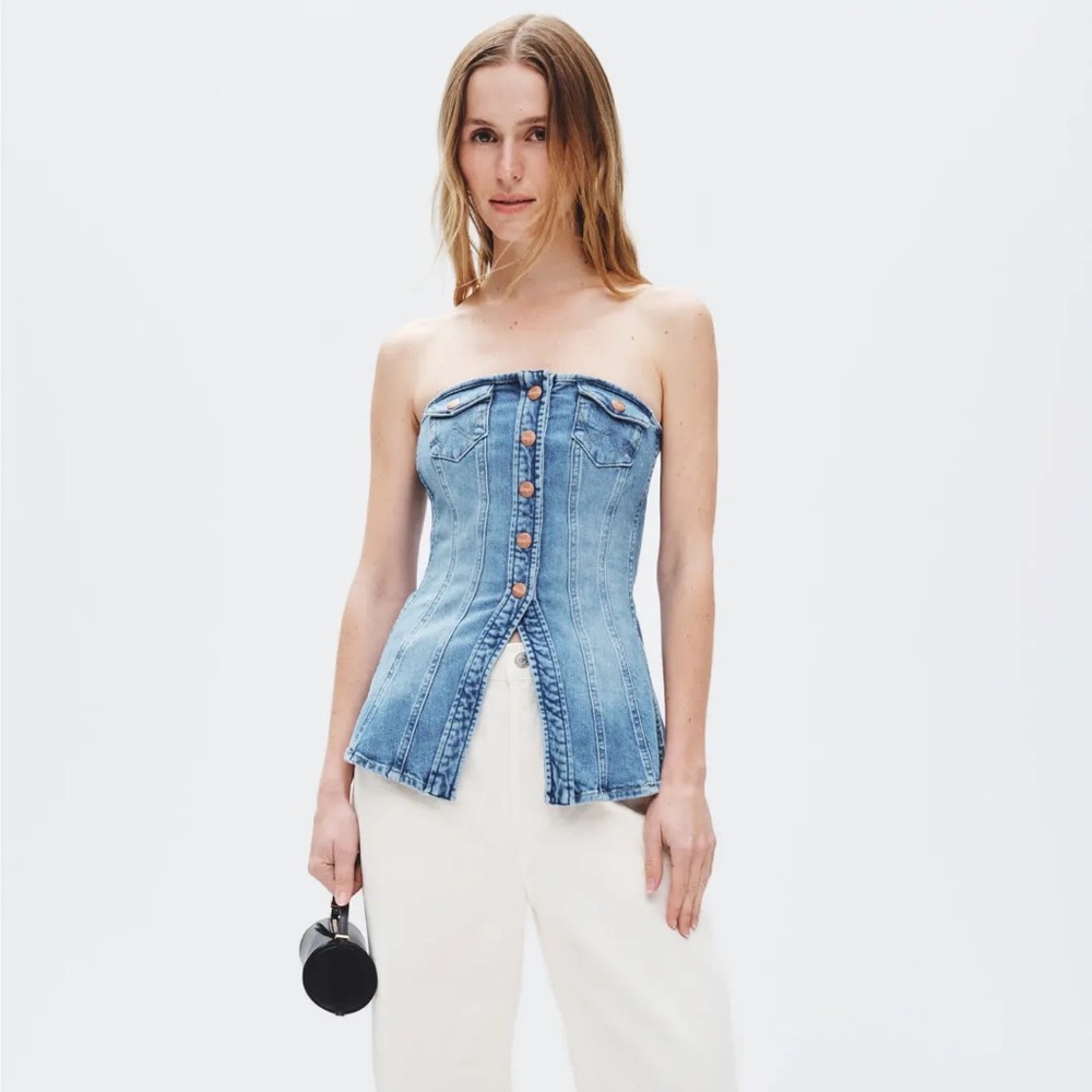 Wrangler Denim Bustier Button Top- size large